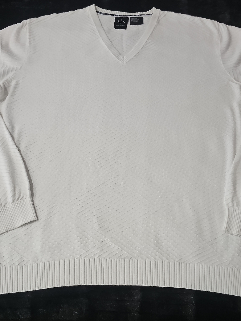 A/X Armani Exchange Men's White V-Neck Sweater